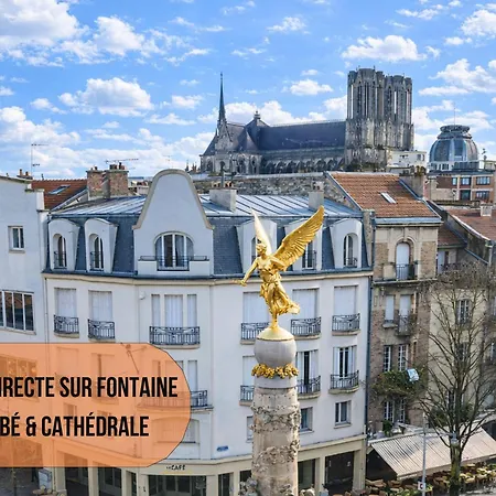 Dahlia - Ideal Pour Familles & Pros - Hypercentre - Vue Fontaine Sube Et Cathedrale - Wifi - Machine A Laver - Gare, Cathedrale De Reims, Commerces, Restaurants & Transports En Commun Accessibles A Pied En Moins De 10 Minutes Lägenhet