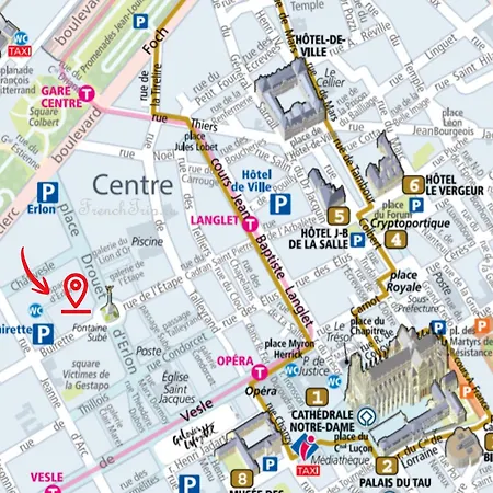 Lägenhet Dahlia - Ideal Pour Familles & Pros - Hypercentre - Vue Fontaine Sube Et Cathedrale - Wifi - Machine A Laver - Gare, Cathedrale De Reims, Commerces, Restaurants & Transports En Commun Accessibles A Pied En Moins De 10 Minutes *